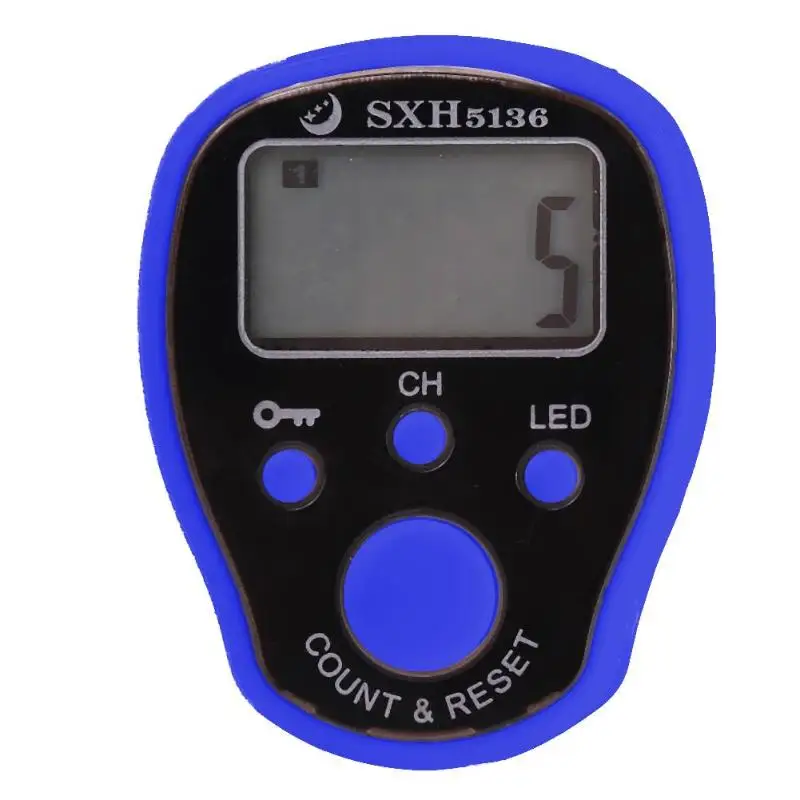 0-99999 счетчик пальцев светодиодный электронный цифровой счетчик стежка маркер ряд ABS пластмассы AG3 Кнопка батарея 45x35x10 мм - Цвет: Синий