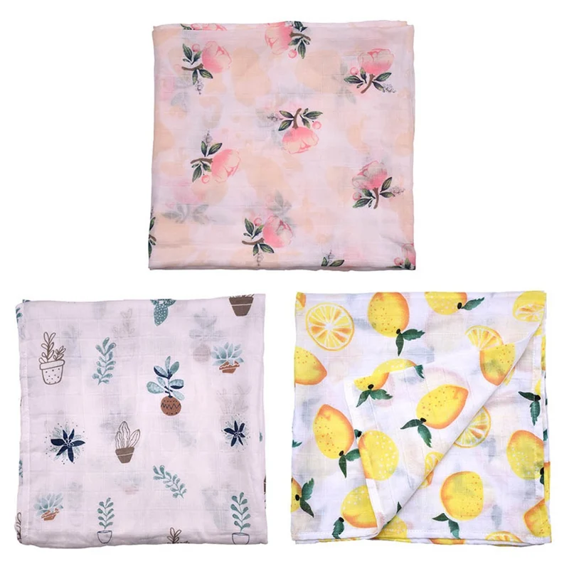 Double Muslin Cotton Blankets Print Patterns Multi-use Newborn Swaddle Muslin Infant Gauze Both Towel Baby Warp 120*120cm