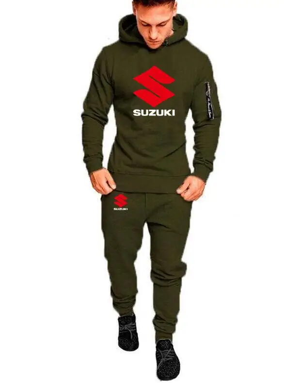 Брендовый Топ Мужской спортивный комплект Suzuki team, толстовка с капюшоном, топы и штаны, повседневная мужская толстовка с капюшоном, мужские толстовки с капюшоном для мотоциклистов - Цвет: 6