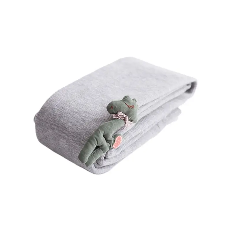Light Gray Детские зимние леггинсы с плюшевой подкладкой для малышей; Милые Колготки с рисунком оленя и куклы - Цвет: Light Gray
