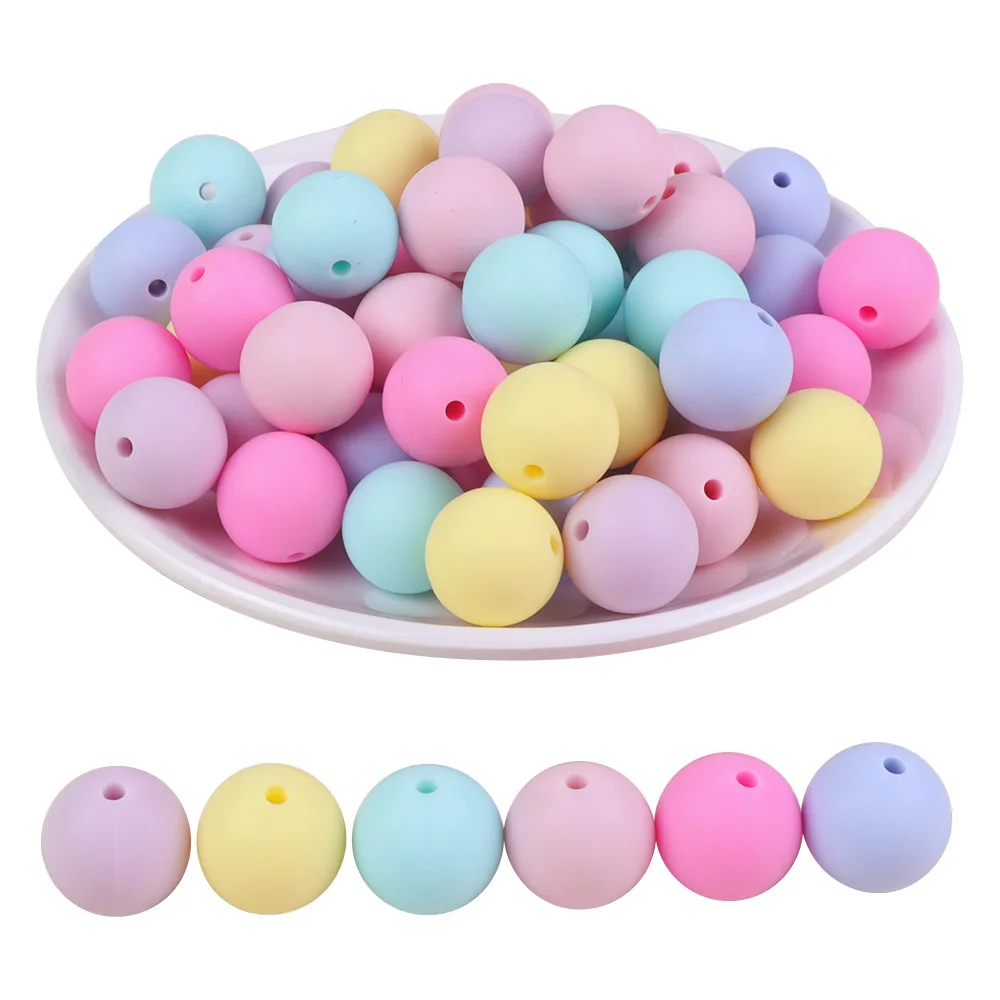 BOBO.BOX 15mm 20pcs 실리콘 구슬 식품 학년 실리콘 Teething 제품 씹는 젖꼭지 체인 클립 비즈 Teethers 장난감