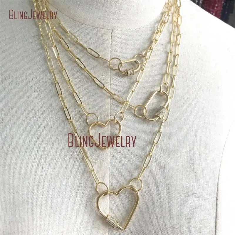 Золотое ожерелье-чокер, золотое ожерелье с овальной застежкой в форме сердца, CZ ожерелье с винтовой застежкой NM28172