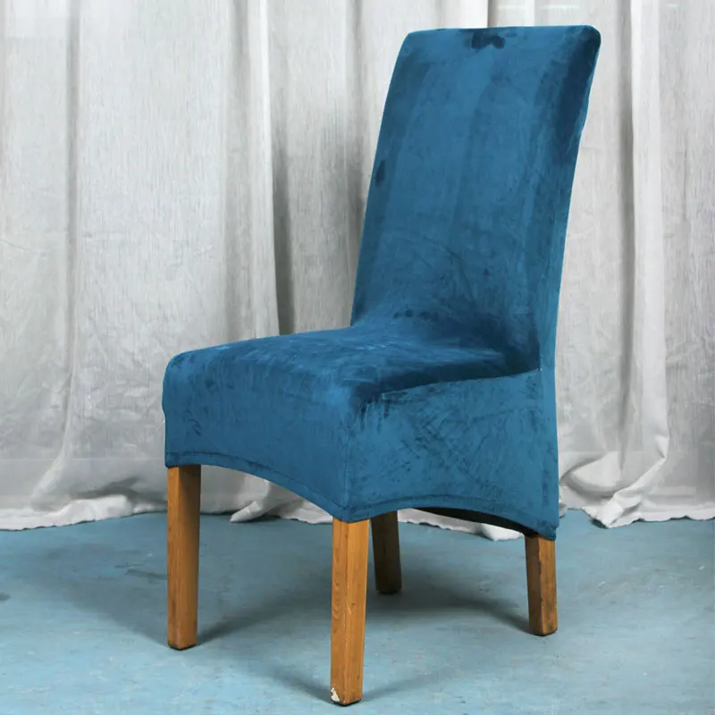 XL размера плюс бархат стрейч длинная спинка высокий стул чехол чистый цвет сиденье slipcover обеденный стул протектор номер чехол для кресла - Цвет: Peacock green