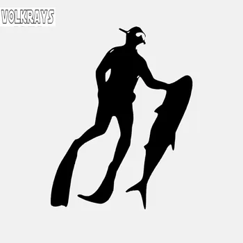 

Volkrays Personality Car Sticker Spearfishing Mask Pneumatic Fishing Freediving Accessories Vinyl Decal Black/Silver,15cm*11cm