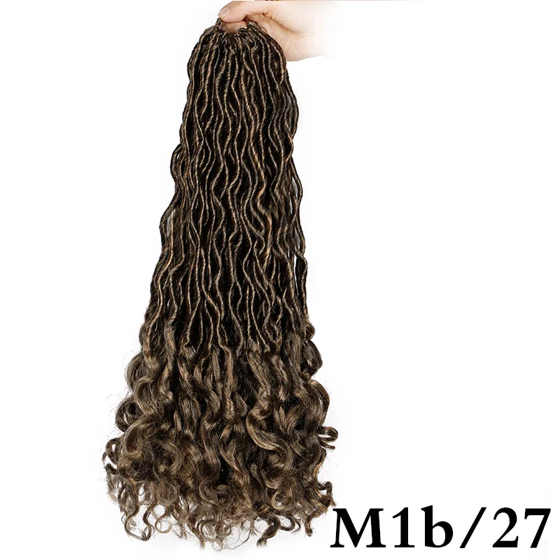 M1b/27# Элегантные Музы богемные вязанные косички Faux locs Curly вязанные волосы 18 дюймов 24 пряди Омбре косички для наращивания синтетические волосы - Цвет: M1b/27#