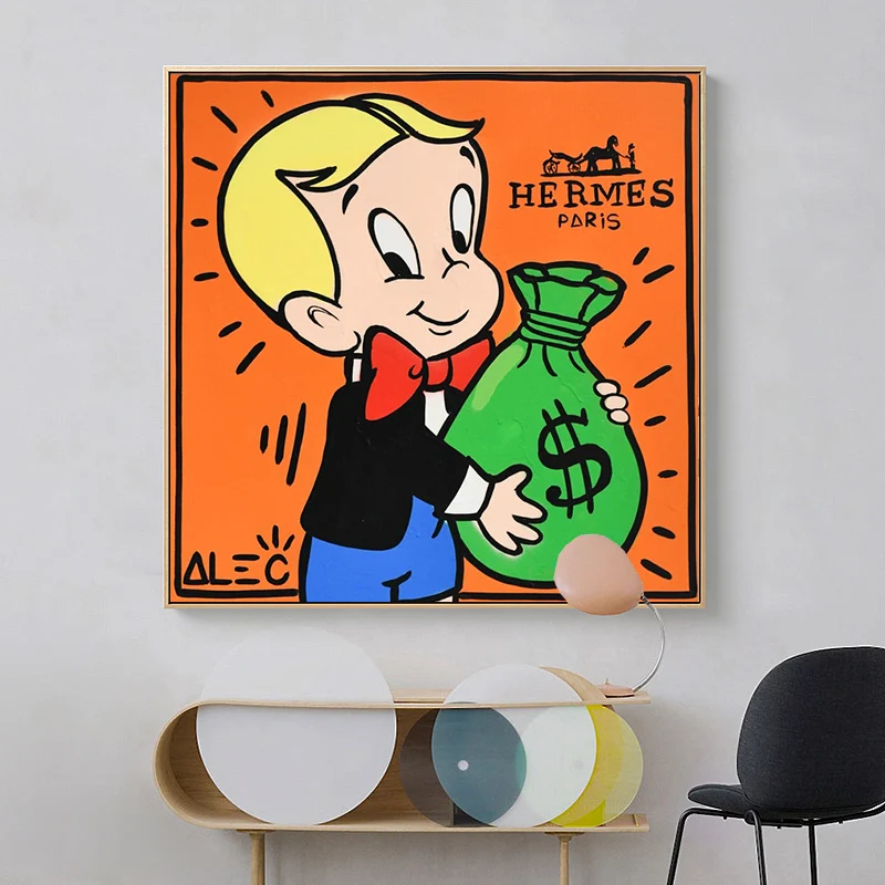 Alec Monopoly Rich People Money Canvas Painting Art Posters And Prints Graffiti Wall Pictures Home Decoration Cuadros | Дом и сад