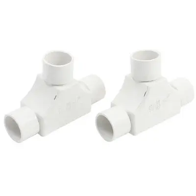 

20mm T Shaped 3 Ways Tee Pipe White PVC Electric Conduit Cable Connector 2Pcs