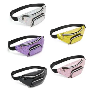 

THINKTHENDO Fashion Women Holographic PVC Waist Fanny Pack Belt Bag Phone Pouch Travel Hip Bum Shoulder Bags Purse