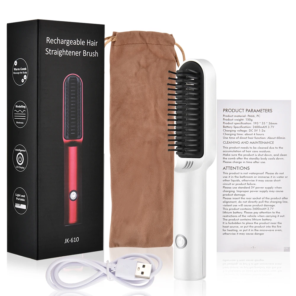 Heating Straight Hair Brush Fast Styling Portable Wireless Hair Flat Irons Straightening Comb USB Recharge Splint For All Hair wireless automatic hair straightener multifunctional usb rechargeable hair straightener portable ceramic hair straightening tool