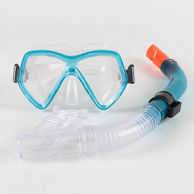 Детская маска для дайвинга и набор трубок противотуманные очки для дайвинга легкая дыхательная трубка костюм для подводного плавания профессиональная подводная плавания - Цвет: Небесно-голубой