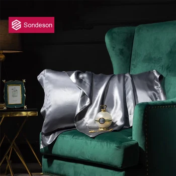 

Sondeson Women Luxury Top Grade Satin Silk Gray Pillowcase Silky Pillow Case Healthy Hair Pillow Cover Queen King For Women Men