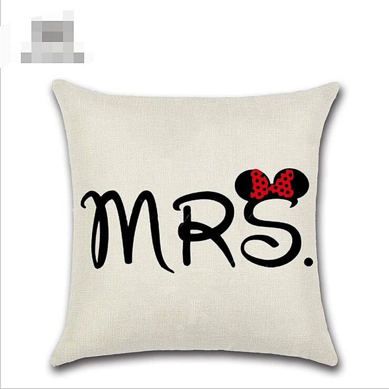 Модный белый с красными губами MR MRS домашний декор из хлопка и льна диван супер мягкое квадратное украшение винтажный современный чехол для подушки