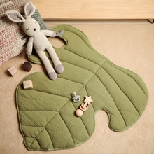 Tapis rampant 100% coton pour bébé, 70x71CM, dos de tortue à feuilles, tapis de jeu doux pour nouveau né, décoration de chambre, fournitures d'activité pour bébé