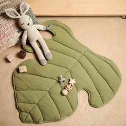 Tapis rampant 100% coton pour bébé, 70x71CM, dos de tortue à feuilles, tapis de jeu doux pour nouveau né, décoration de chambre, fournitures d'activité pour bébé 