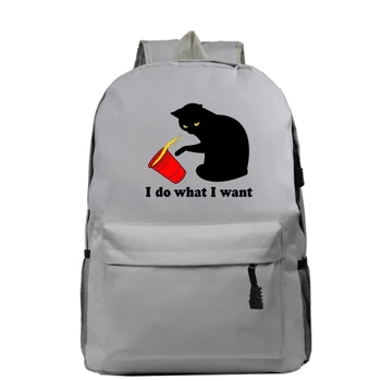 

I Do What I Want Print Backpacks Kids School Bag Cute Cat Printed Bookbag Laptop Boys Girls Schoolbag Teens Travel Bagpack Bags