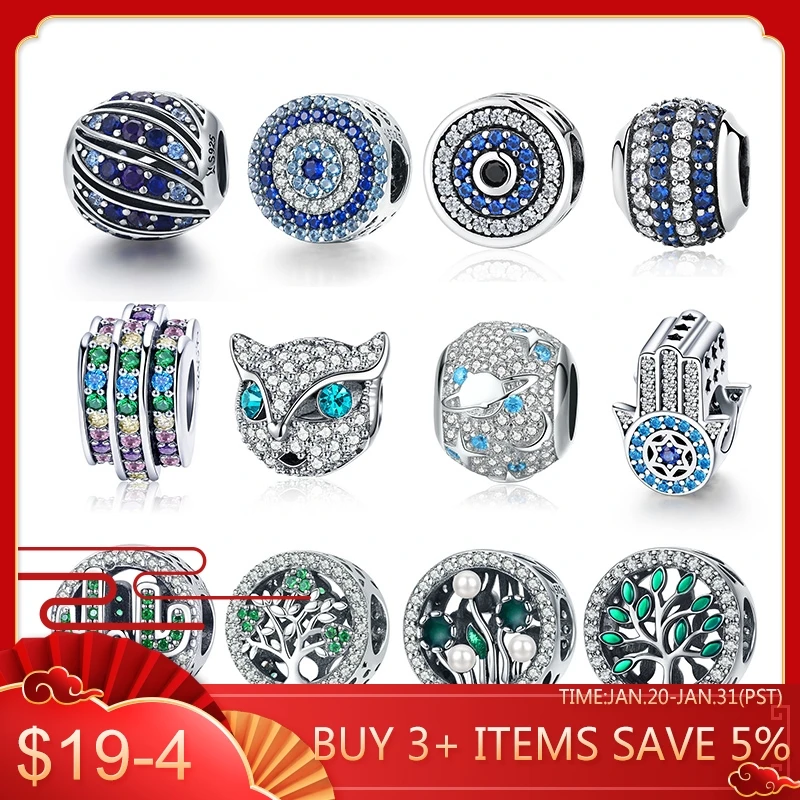 

Authentic 925 Sterling Silver Dazzling Blue CZ Charm Beads Fit Original Pandora Bracelet Pendant DIY Jewelry Making 2020 New