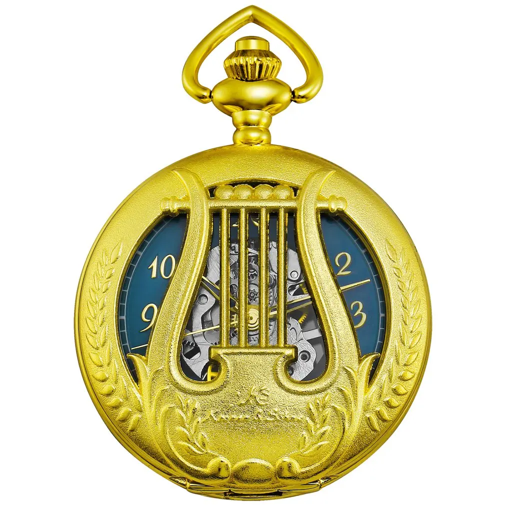 Creative Hollow Mechanical Pocket Watch Alloy Chain Exquisite Fashion Pocket Watch Universal for Women Men Luxury Business