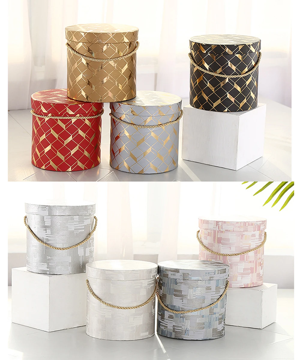 1pcs Creative Round Flower Paper Boxes Bouquet Packing Case Lid Hug Bucket Presents Wedding Candy Packaging Gift Box | Дом и сад