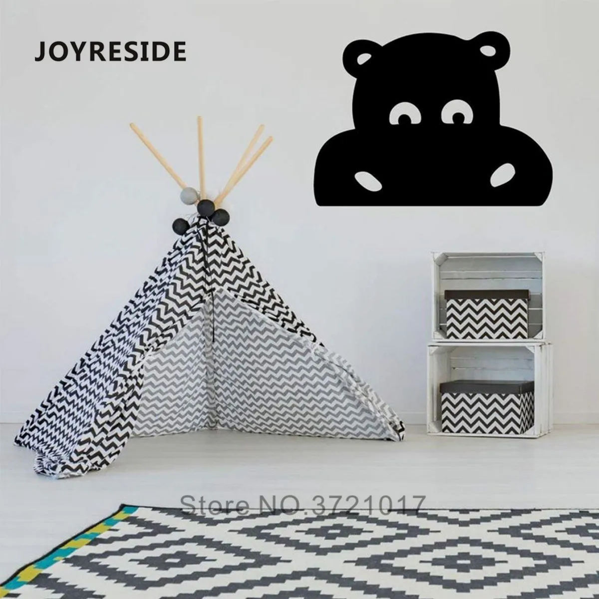 Милая Настенная Наклейка с изображением бегемота домашний декор для детей