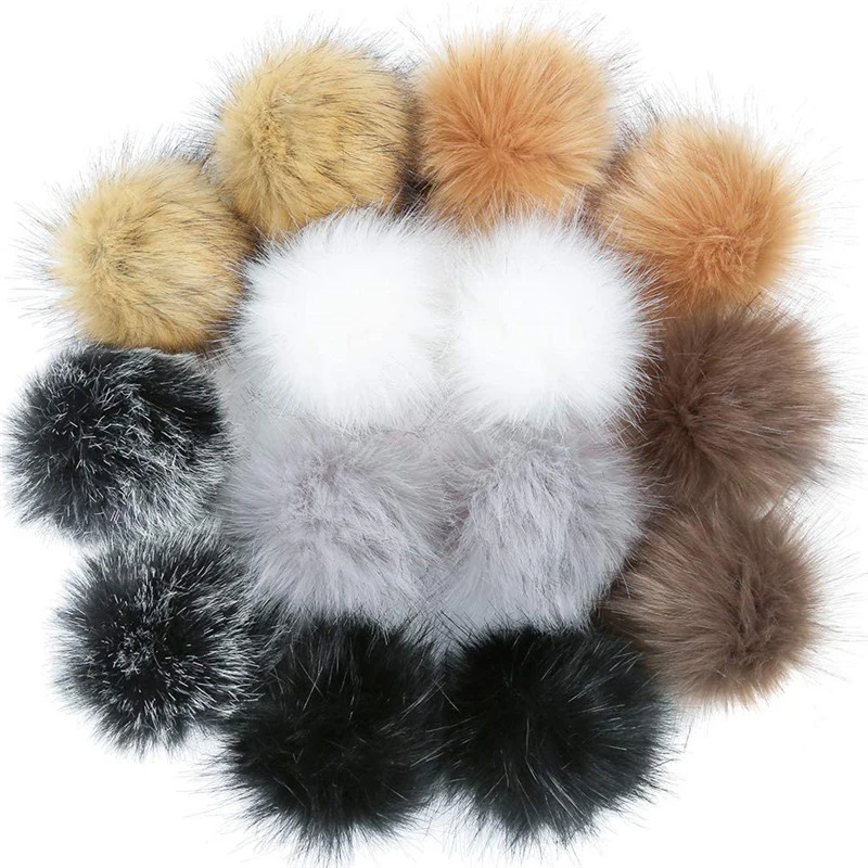 Fluffy Ball Accessories 2pcs Fluffy Faux Fur 12cm Ball for Baby Girl
