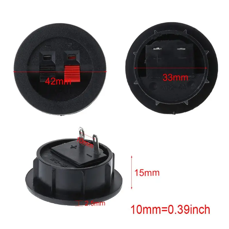 2pcs Speaker Terminal Board Plate Round 2 Way Spring Clip Binding Spring Post Cup Push Type 634a