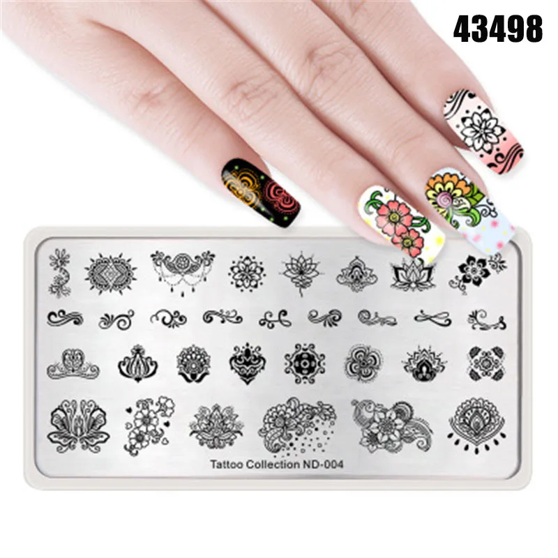 Ногтей штамповка маникюрный шаблон Изображение Шаблон пластины дизайн ногтей шаблон для печати BV789 - Цвет: 43498