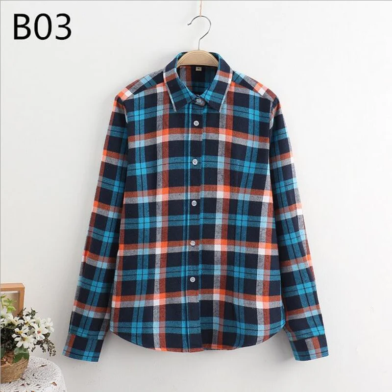 2019 Fashion Plaid Shirt Female College Style Women's Blouses Long Sleeve Flannel Plus Size Cotton Blusas Office Tops|Рубашки| |