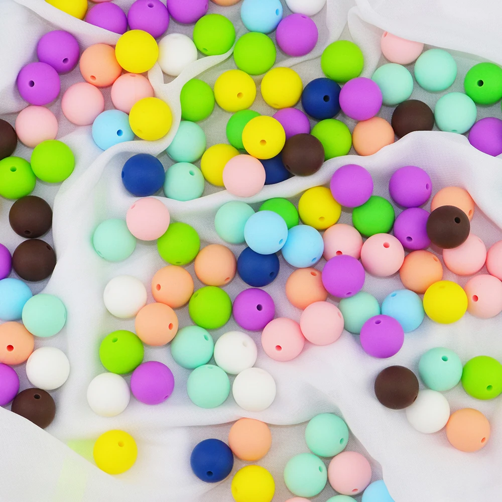 

40pcs 15mm Round Silicone Beads Colorful Beads For Baby Silicone Teether Teething For Baby Colorful Necklace Jewelry Accessories