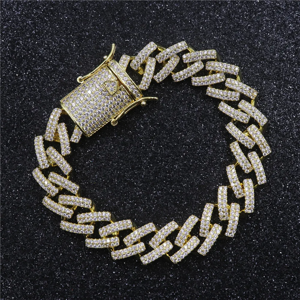 

Men Hip hop iced out bling bracelet Pave Setting AAA Zircon High quality 14mm width Hiphop bracelets charm jewelry Luxury gifts