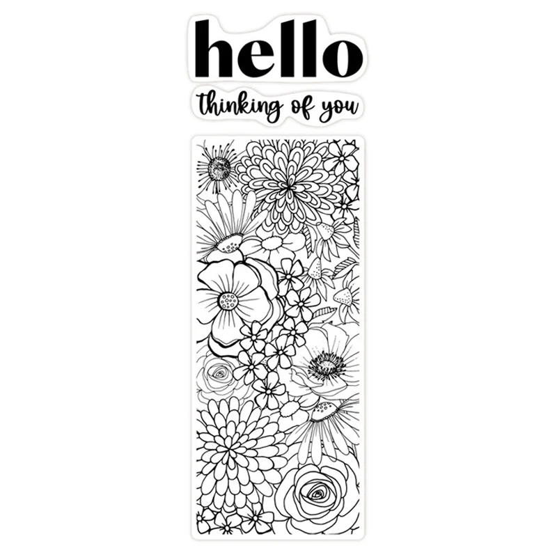 

Slimline Floral Hello Words Clear Stamp DIY Scrapbooking Card Photo Album Making Crafts Embossing Stencil New Stamps 2021