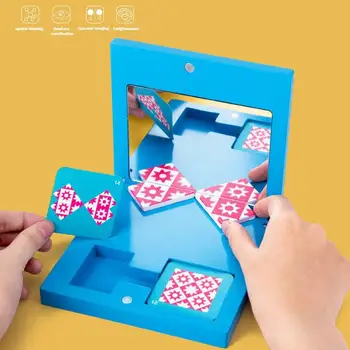

1 Set Wooden Mirror Imaging Puzzle Toy Montessori Learning Educational Toy For Children Gift Kids 3D Puzzle Jigsaw Tangram Toy