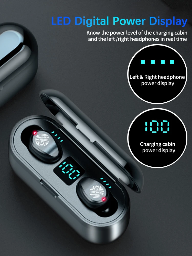 Leodavin F9 Wireless Earphones Bluetooth 5 0 TWS HIFI In ear Sports Earphone Support iOS Android Phones HD Call With Microphone