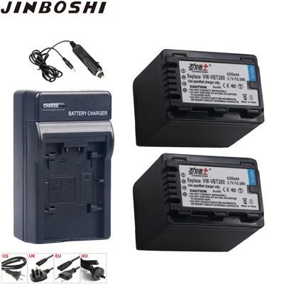 2X B and Charger 3 шт. VW-VBT380 VW VBT380 VW-VBT190 батарея+ светодиодный одно зарядное устройство для Panasonic HC-V720, HC-V727, HC-V730, HC-V750, HC-V110, HC-V770 - Цвет: 2X B and Charger