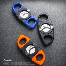 LUBINSKI металлический резак для сигар с двойными лезвиями, гильотинные ножницы для табачных сигарет Cohiba, инструмент для курения табака