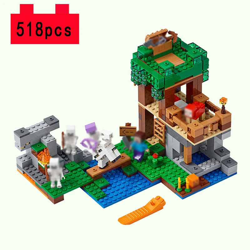 

518pcs My World Skeleton Attack model building kits Blocks Compatible legoinglys Figures Bricks Toys for Children birthday Gifts