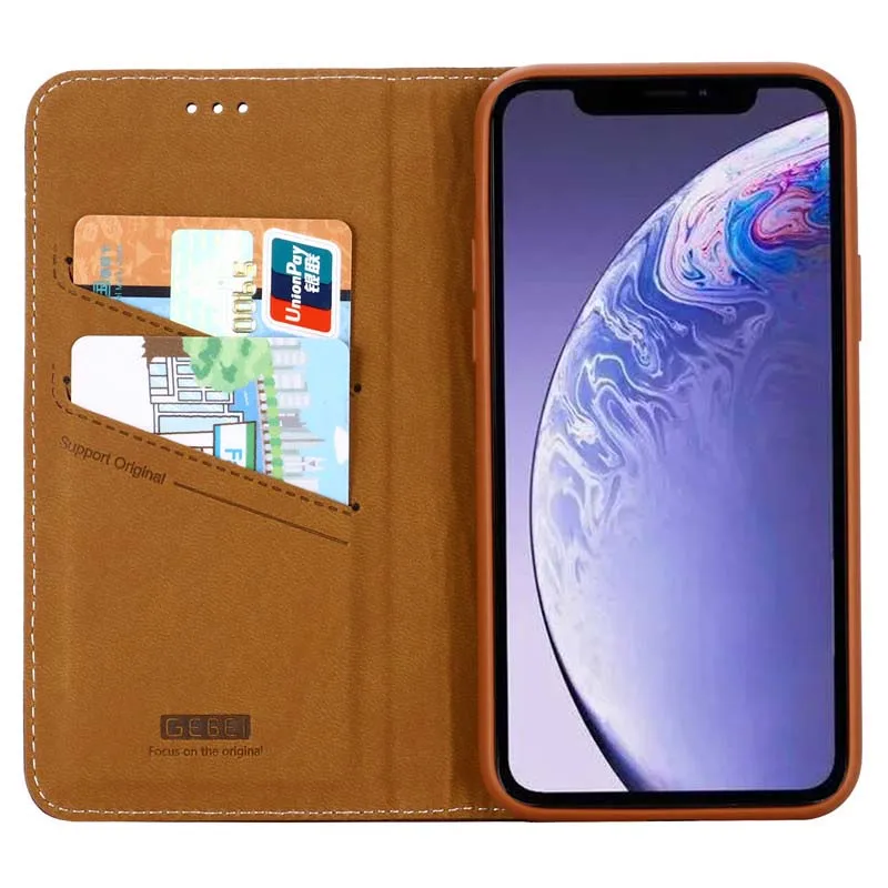 Роскошный чехол-книжка GEBEI из натуральной кожи на магните для iphone 6, 7, 8, 7 plus, 11pro, 11, promax X, XS, XR, XSMax, KS0420