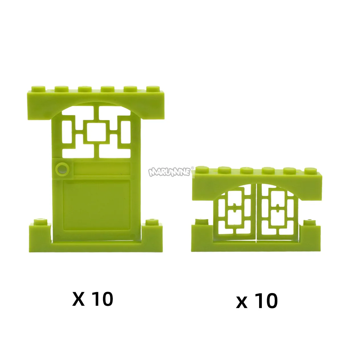 MARUMINE дверь 1x4x6 окно и рама 4*3 строительные блоки городская часть классические кирпичи образовательное Строительство игрушки - Цвет: Светло-зеленый