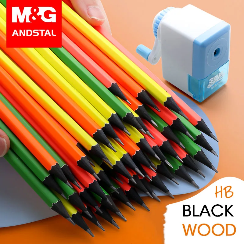 M& G 72/36 шт. Предварительно заточенные флуоресцентные черные деревянные школьные карандаши с ластиком Andstal HB 2B деревянные грифельные карандаши для рисования графитовые эскизы для школы детские принадлежности канцелярские принадлежности стационарные