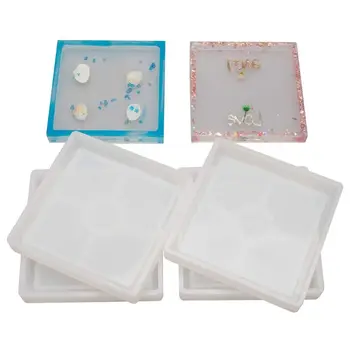 

4 Pack DIY Square Coaster Silicone Mold for Casting with Resin Molds Making Tool