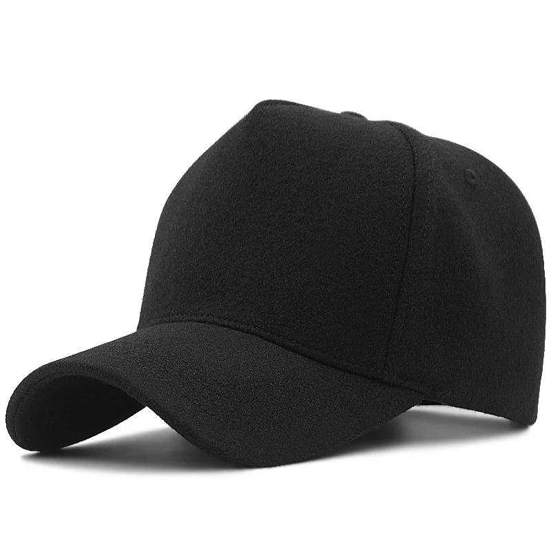 Men baseball cap high top wool big size basebal cap 5 panels man outdoors warm felt sport hat 56-60cm 60-65cm