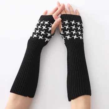 

Winter Women Warm Darts Fingerless Sleeves Mittens Female Acrylic Stretch Knit Half Finger Arm Warmers Gloves C82