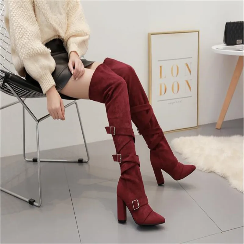 New pattern botas mujer Superior quality shoes woman Over the knee boots Heel height 10cm high heel Women's Boots USA 4-8 9