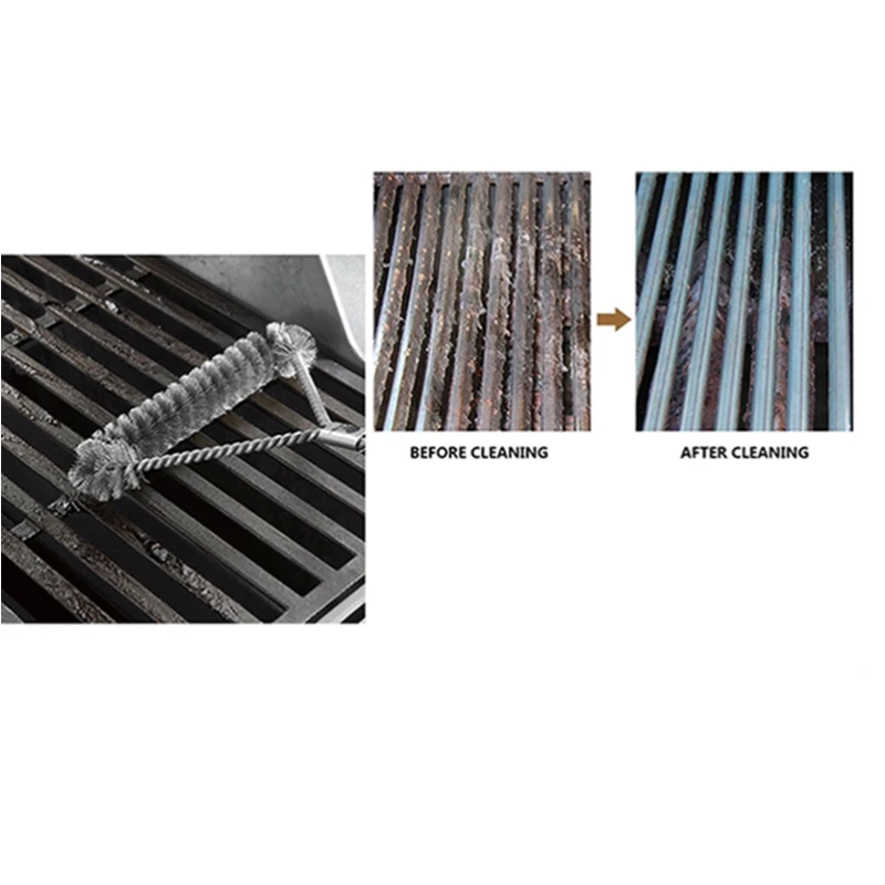 BBQ Cleaning Brush Barbecue Cleaner Tools Stainless Racks kitchen Grill Accessories Stains Grease Triangle Steel Wire Bristles