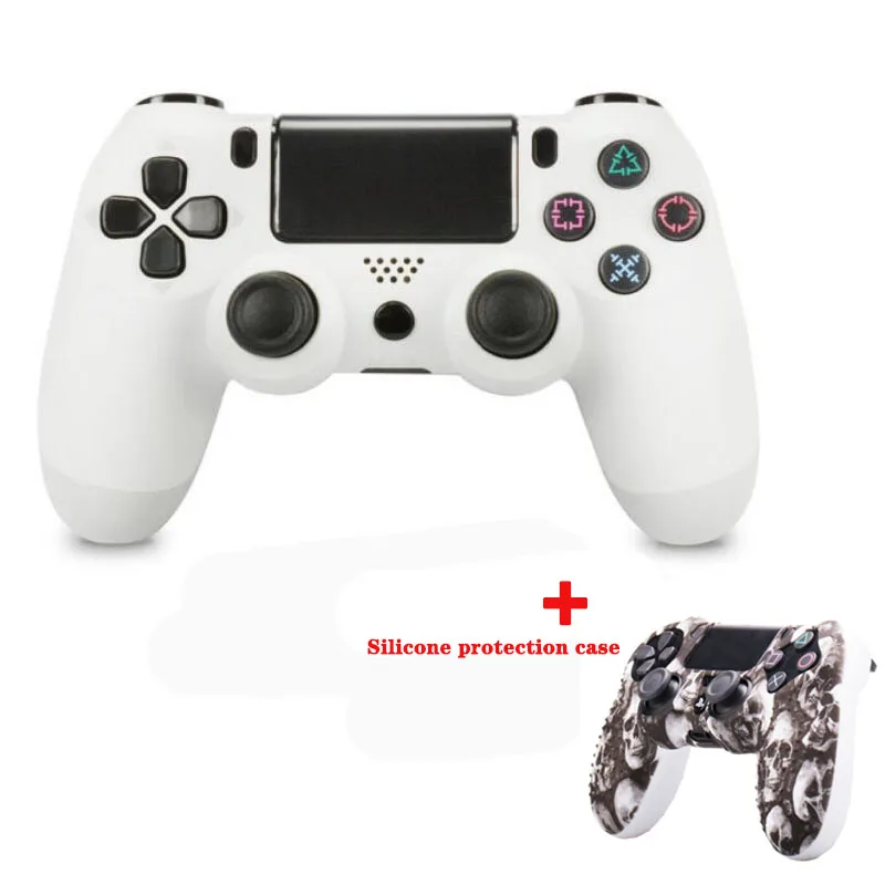 WUIYBN PS4 Геймпад беспроводной контроллер Джойстик для SONY playstation 4 DualShock 4 игровая консоль с силиконовым чехлом - Цвет: white 1