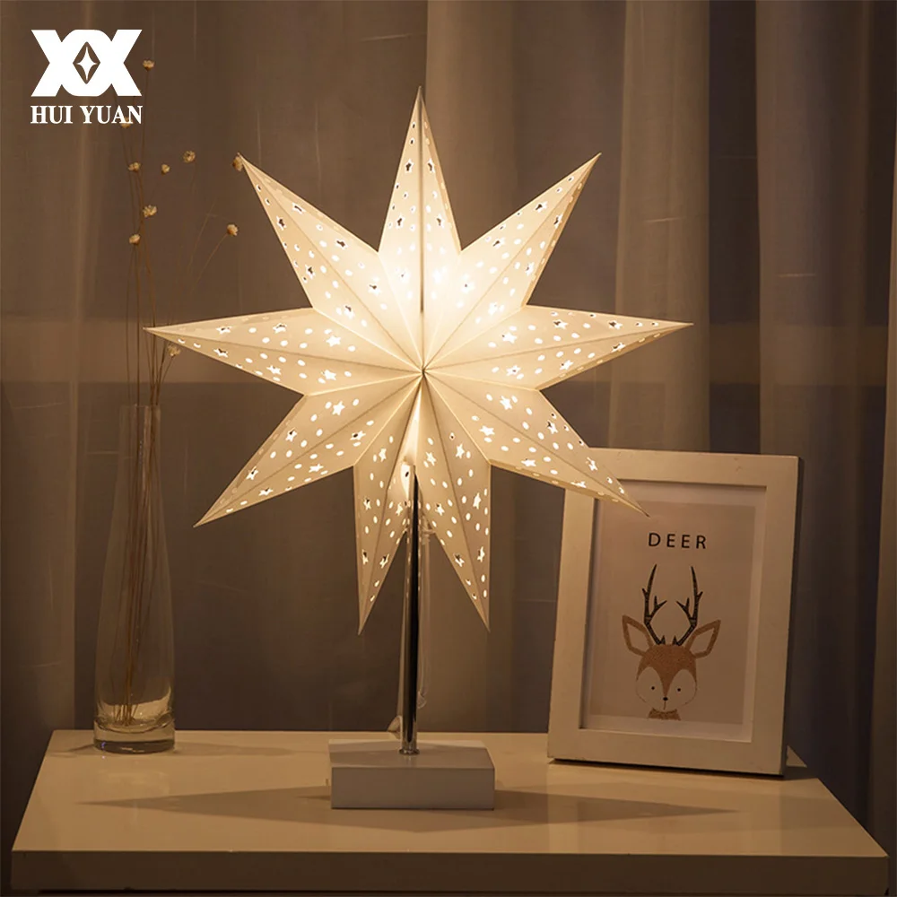 Светодиодный настольный светильник бумажный со звездой и деревом Скандинавский