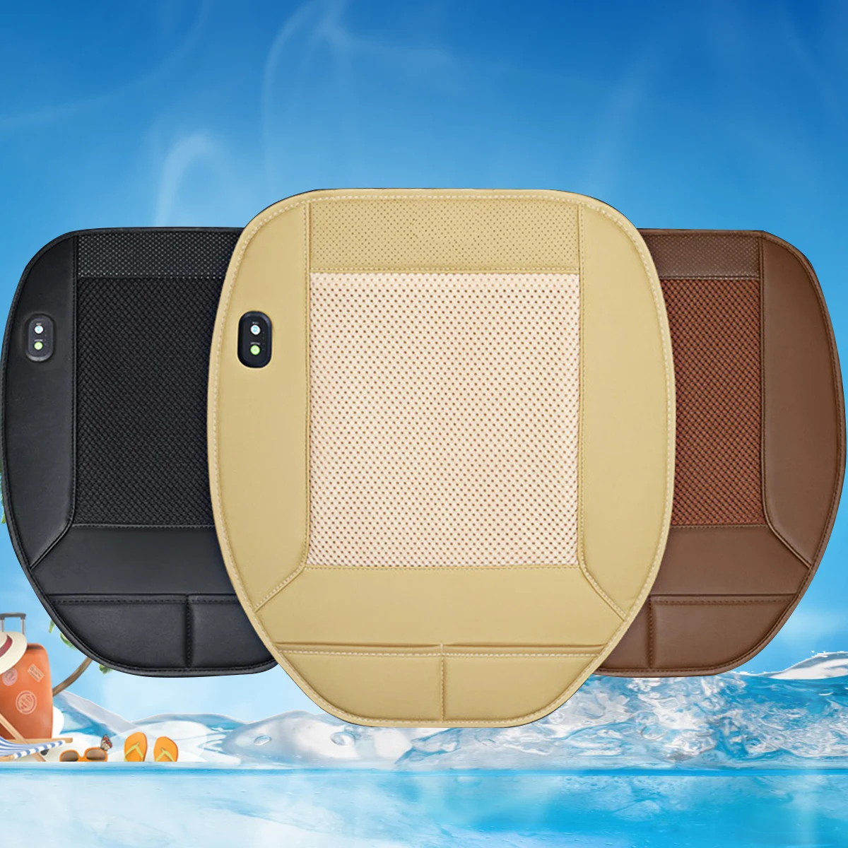 Подушка для автомобильного сиденья 12 В Кожаная подушка с 4 встроенными