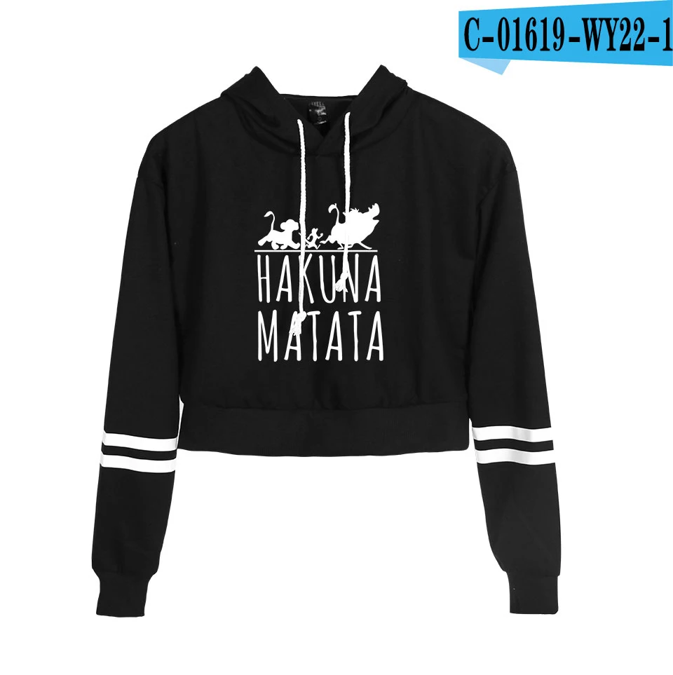 As shown Лев Король хакуна матата Печать Модные толстовки для женщин высокая Талия Толстовка летний тренд Повседневный Топ - Цвет: As shown