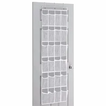 

24 Pockets Crystal Clear Over The Door Hanging Shoe Organizer 64'' X 19'' Black Blue Gray Organizers Housekeeping Home New 8p