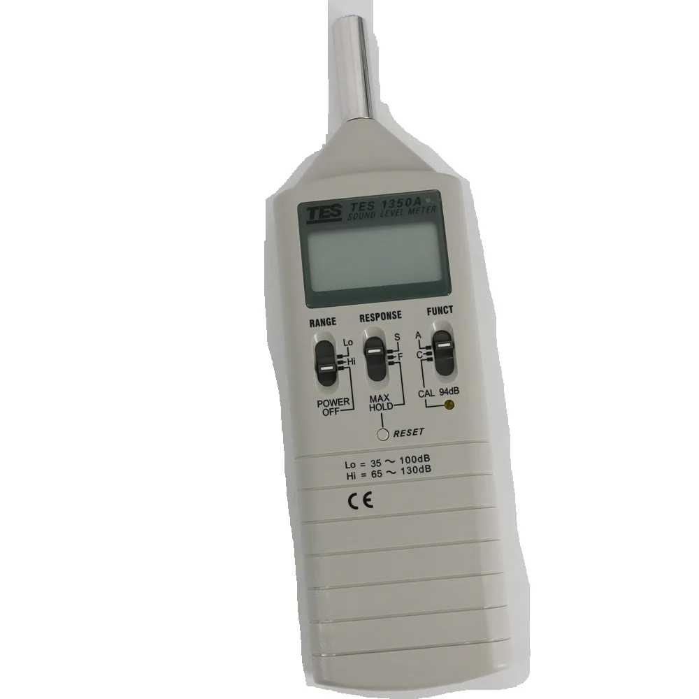 

TES-1350A Sound Level Meter Back-Screw For Tripod Fixture ,A & C Frequency Weightings ,AUX OUT JACKS,Maximum Hold Function.