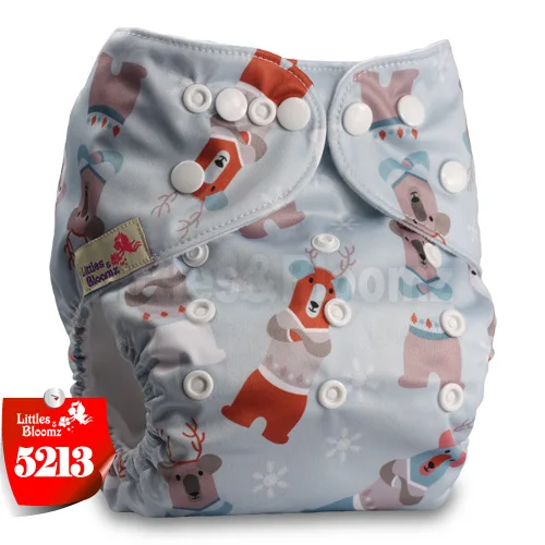 [Littles&Bloomz] Детские моющиеся тканевые подгузники одного размера, многоразовые карманные подгузники с вкладышами, доступные для детей 0-3 лет, 3-15 кг, один размер - Цвет: 5213